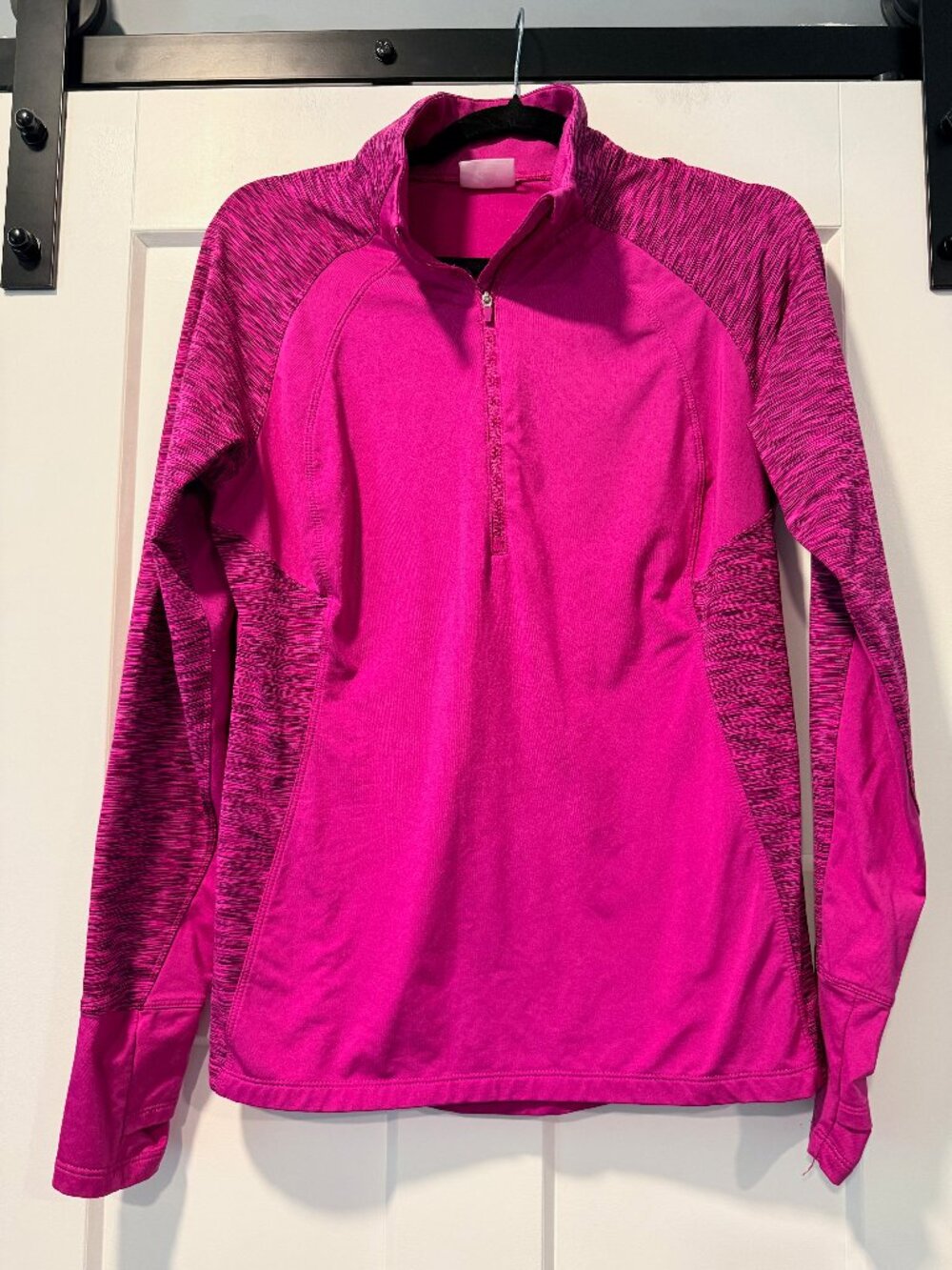 Danskin Now Dark Pink Long-Sleeve Activewear Half-Zip Top
